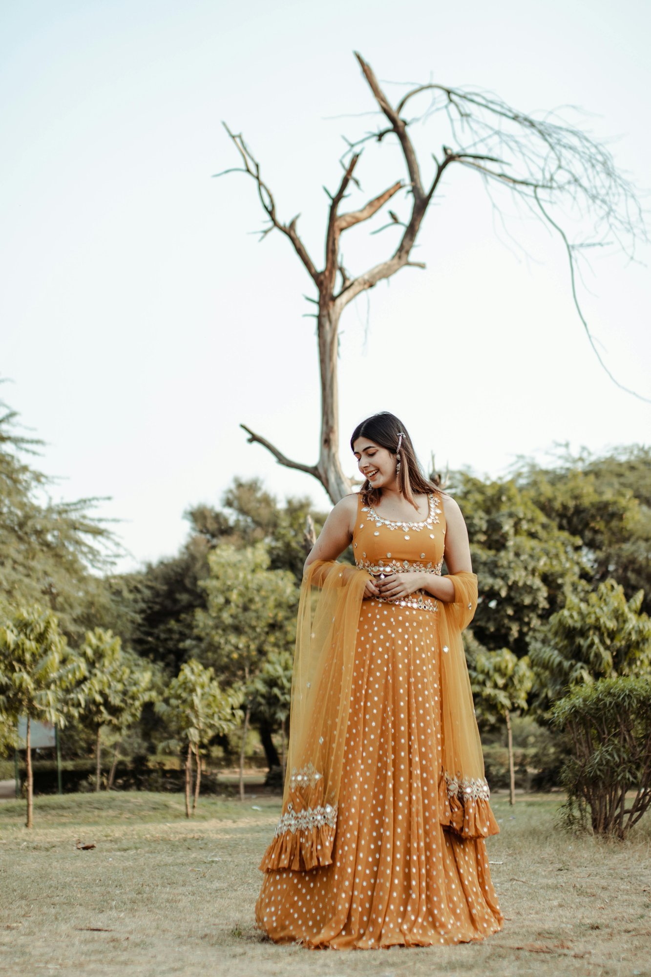 Mustard Mirror Lehenga