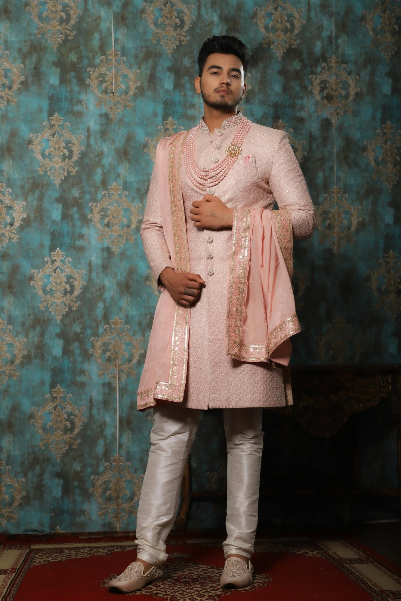 Rose Sequin Sherwani